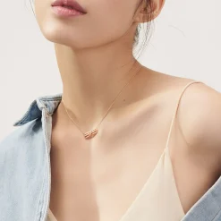 Tiffany & Co. Tiffany T open horizontal diamond bar pendant in 18k rose gold. | ^ Necklaces & Pendants|Rose Gold Jewelry