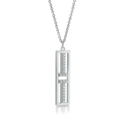 Tiffany & Co. Tiffany T open vertical diamond bar pendant in 18k white gold. | ^ Necklaces & Pendants|Diamond Jewelry