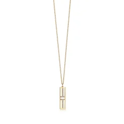 Tiffany & Co. Tiffany T open vertical diamond bar pendant in 18k gold. | ^ Necklaces & Pendants|Gold Jewelry