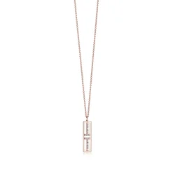 Tiffany & Co. Tiffany T open vertical diamond bar pendant in 18k rose gold. | ^ Necklaces & Pendants|Rose Gold Jewelry