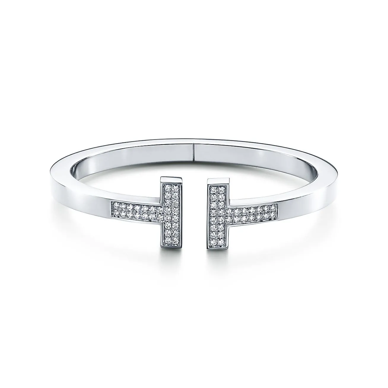 Tiffany & Co. Tiffany T pavé diamond square bracelet in 18k white gold, medium. | ^ Bracelets|Men's Jewelry