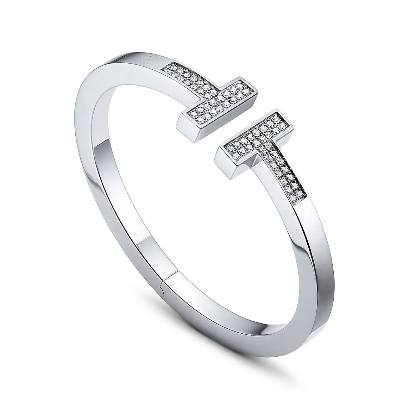 Tiffany & Co. Tiffany T pavé diamond square bracelet in 18k white gold, medium. | ^ Bracelets|Men's Jewelry