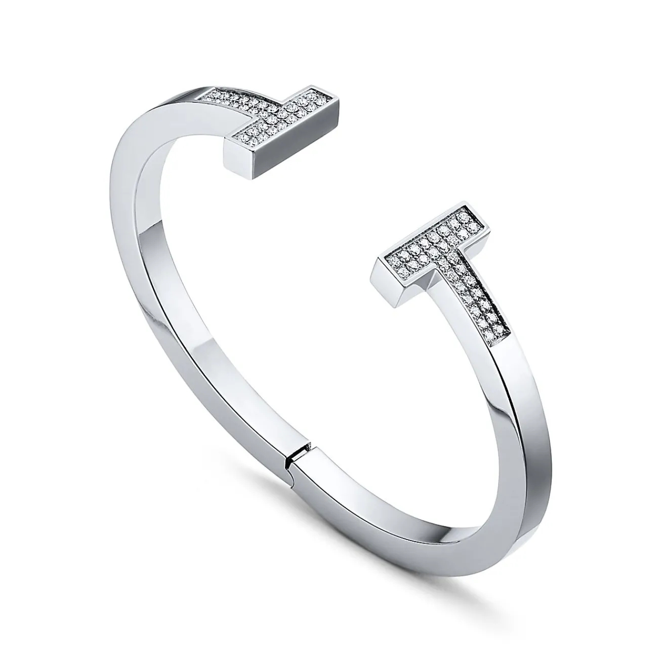 Tiffany & Co. Tiffany T pavé diamond square bracelet in 18k white gold, medium. | ^ Bracelets|Men's Jewelry