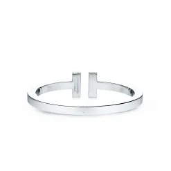 Tiffany & Co. Tiffany T pavé diamond square bracelet in 18k white gold, medium. | ^ Bracelets|Men's Jewelry