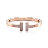 Tiffany & Co. Tiffany T pavé diamond square bracelet in 18k rose gold, medium. | ^ Bracelets|Men's Jewelry
