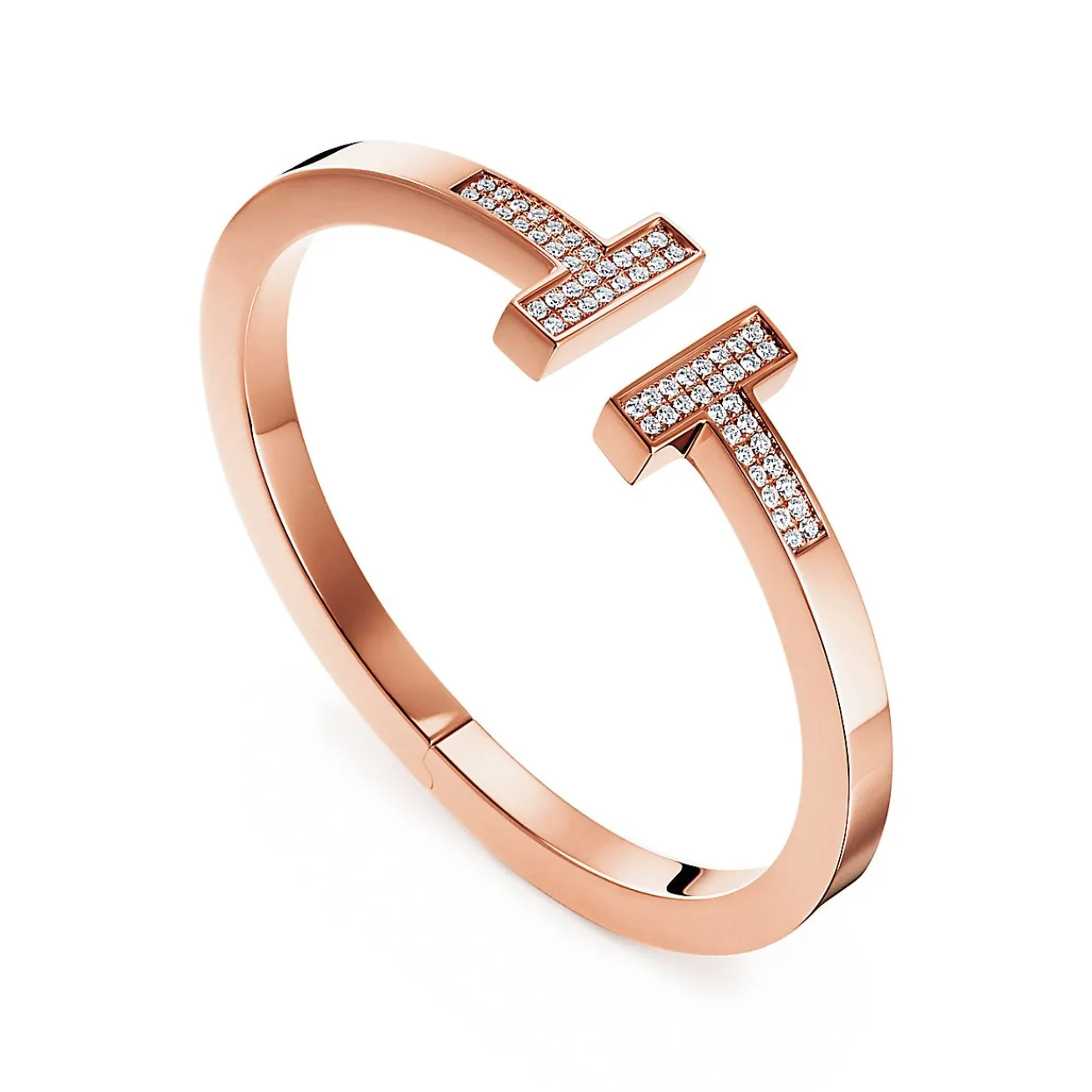 Tiffany & Co. Tiffany T pavé diamond square bracelet in 18k rose gold, medium. | ^ Bracelets|Men's Jewelry