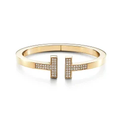 Tiffany & Co. Tiffany T pavé diamond square bracelet in 18k gold, medium. | ^ Bracelets|Men's Jewelry