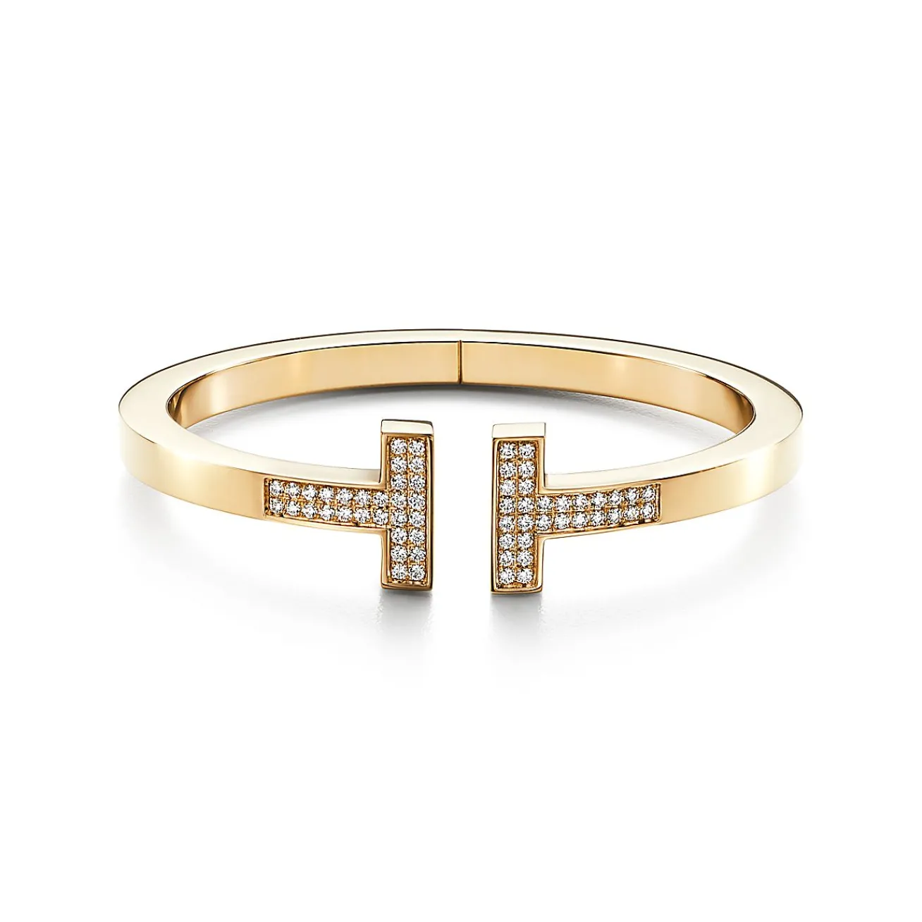 Tiffany & Co. Tiffany T pavé diamond square bracelet in 18k gold, medium. | ^ Bracelets|Men's Jewelry