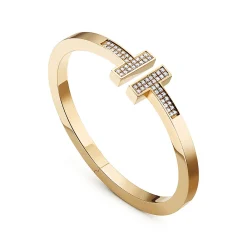 Tiffany & Co. Tiffany T pavé diamond square bracelet in 18k gold, medium. | ^ Bracelets|Men's Jewelry
