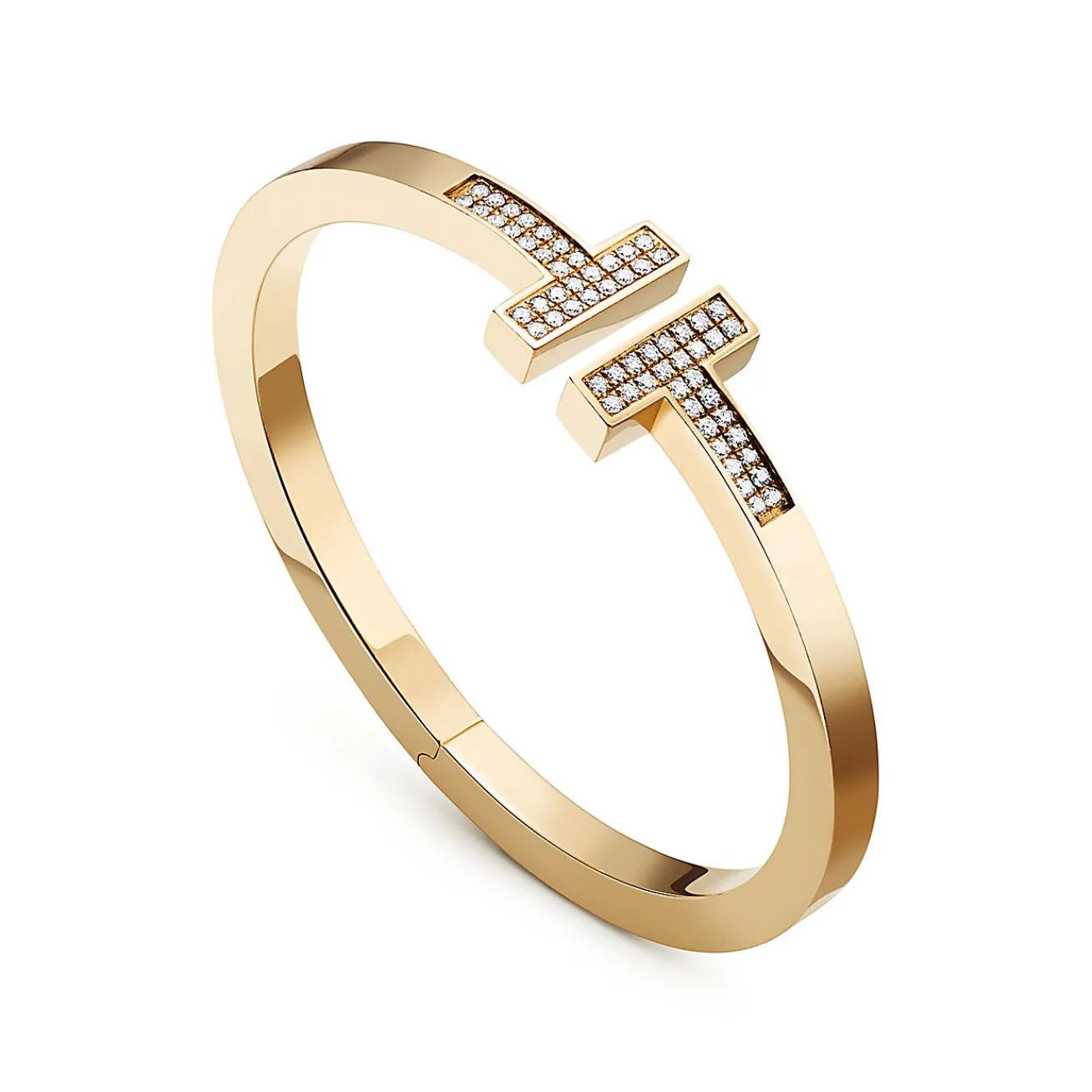 Tiffany & Co. Tiffany T pavé diamond square bracelet in 18k gold, medium. | ^ Bracelets|Men's Jewelry