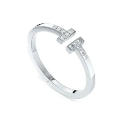 Tiffany & Co. Tiffany T princess-cut diamond square bracelet in 18k white gold, large. | ^ Bracelets|Diamond Jewelry