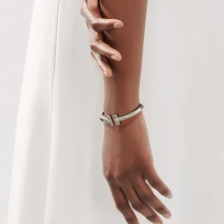 Tiffany & Co. Tiffany T princess-cut diamond square bracelet in 18k white gold, large. | ^ Bracelets|Diamond Jewelry