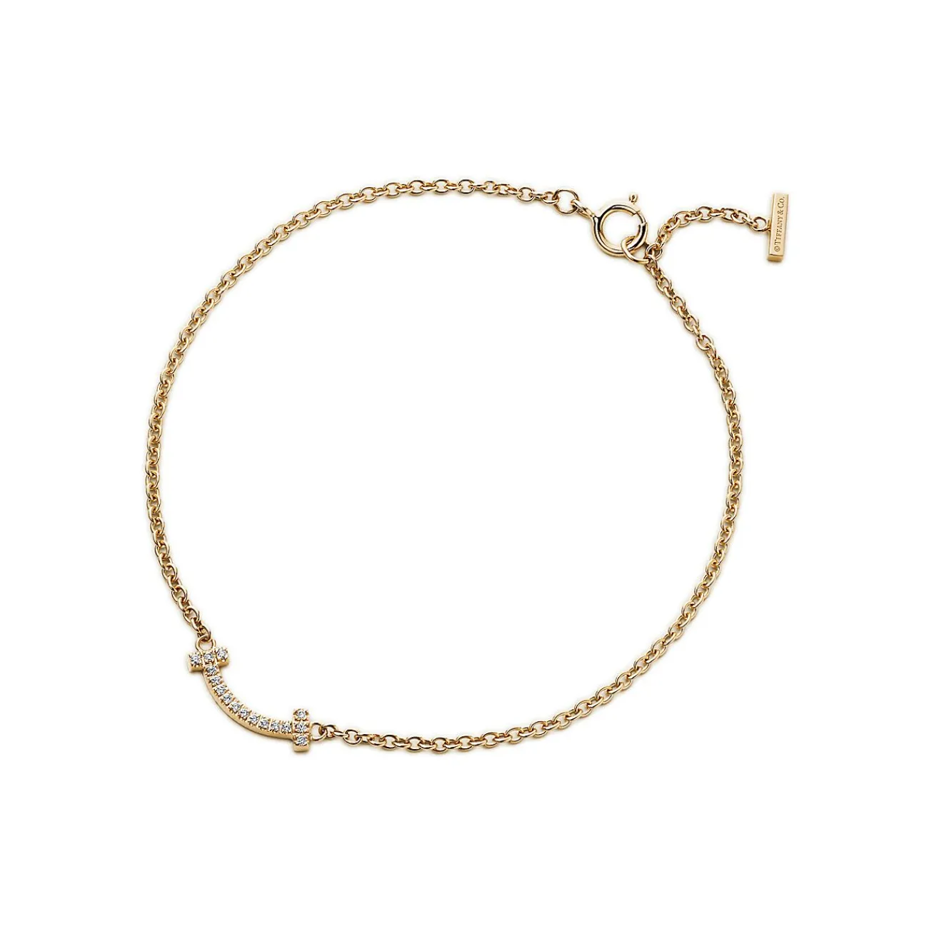 Tiffany & Co. Tiffany T smile bracelet in 18k gold with diamonds, medium. | ^ Bracelets|Gold Jewelry