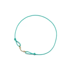 Tiffany & Co. Tiffany T Smile Bracelet in Yellow Gold on a Blue Cord with Diamonds | ^ Bracelets|Gifts for Her