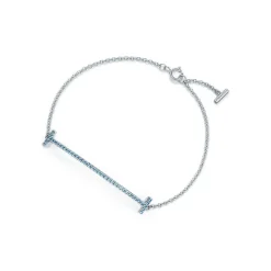 Tiffany & Co. Tiffany T Smile Chain Bracelet in White Gold with Blue Topaz | ^ Bracelets|Colored Gemstone Jewelry