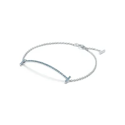 Tiffany & Co. Tiffany T Smile Chain Bracelet in White Gold with Blue Topaz | ^ Bracelets|Colored Gemstone Jewelry