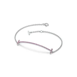 Tiffany & Co. Tiffany T Smile Chain Bracelet in White Gold with Pink Sapphires | ^ Bracelets|Colored Gemstone Jewelry