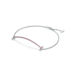 Tiffany & Co. Tiffany T Smile Chain Bracelet in White Gold with Pink Sapphires | ^ Bracelets|Colored Gemstone Jewelry