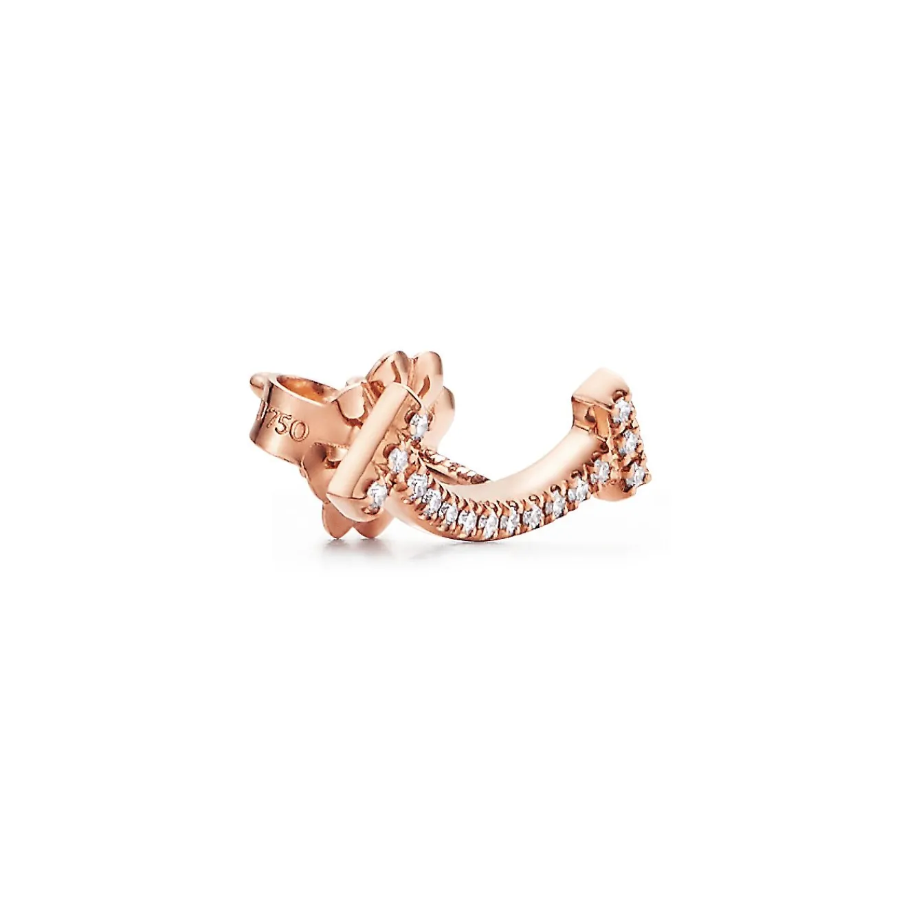 Tiffany & Co. Tiffany T smile earrings in 18k rose gold with diamonds. | ^ Earrings|Dainty Jewelry