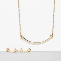 Tiffany & Co. Tiffany T Smile Pendant and Earrings Set in Yellow Gold | ^ Gifts for Her|Her