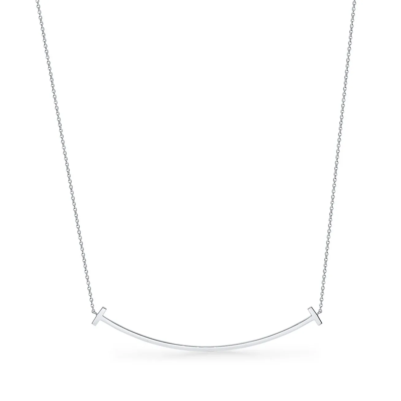 Tiffany & Co. Tiffany T Smile Pendant in White Gold with Diamonds, Large | ^ Necklaces & Pendants|Men's Jewelry
