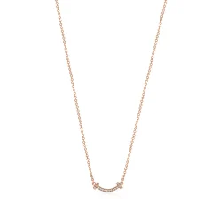 Tiffany & Co. Tiffany T smile pendant in 18k rose gold with diamonds, mini. | ^ Necklaces & Pendants|Rose Gold Jewelry