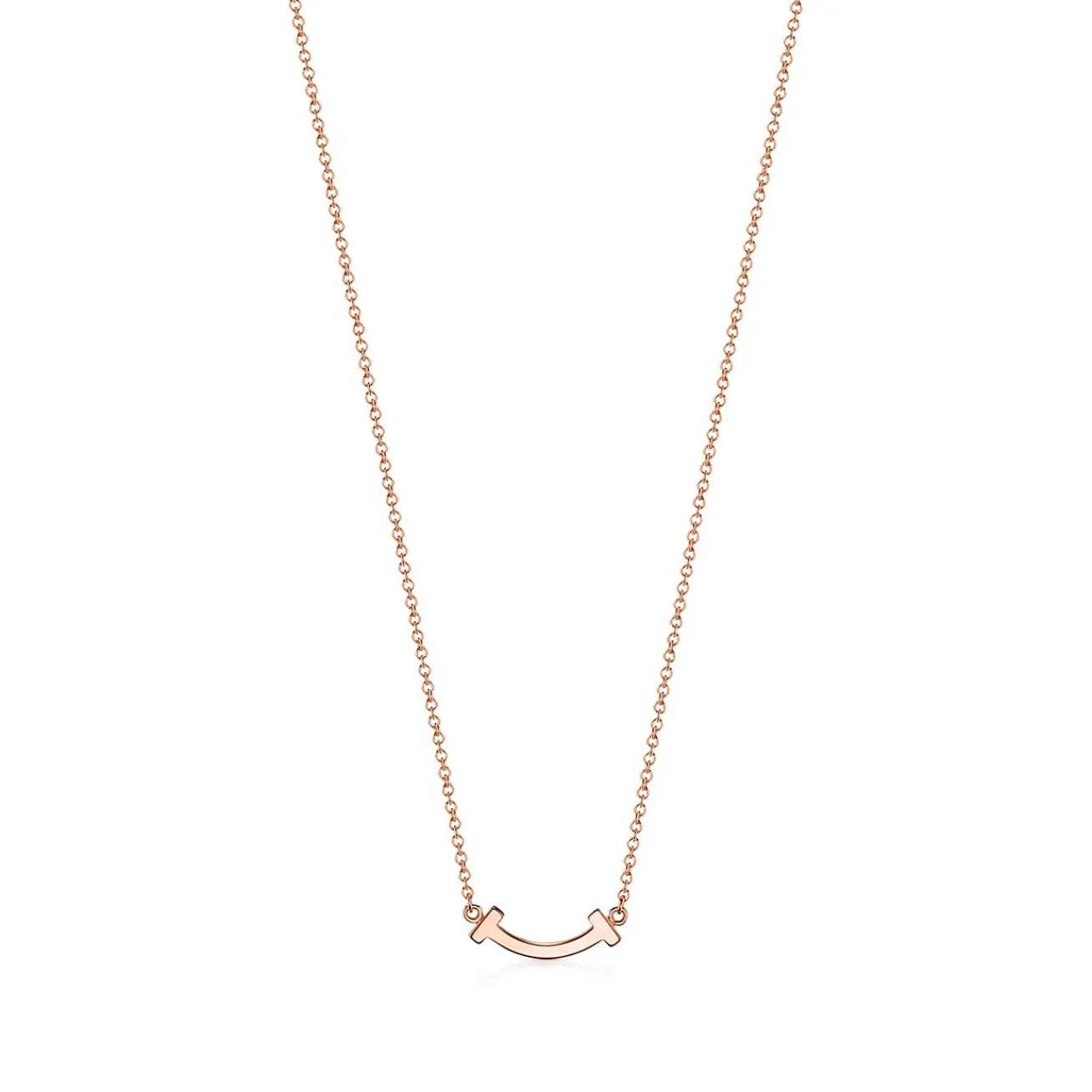 Tiffany & Co. Tiffany T smile pendant in 18k rose gold with diamonds, mini. | ^ Necklaces & Pendants|Rose Gold Jewelry
