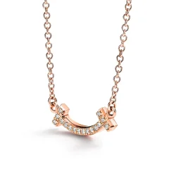 Tiffany & Co. Tiffany T smile pendant in 18k rose gold with diamonds, mini. | ^ Necklaces & Pendants|Rose Gold Jewelry