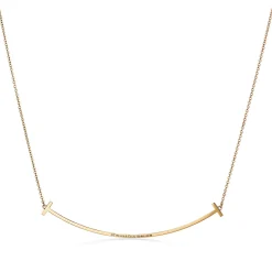 Tiffany & Co. Tiffany T Smile Pendant in Yellow Gold with Diamonds, Large | ^ Necklaces & Pendants|Men's Jewelry