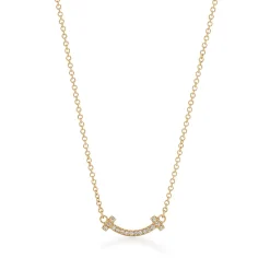 Tiffany & Co. Tiffany T smile pendant in 18k gold with diamonds, mini. | ^ Necklaces & Pendants|Gold Jewelry