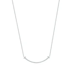 Tiffany & Co. Tiffany T Smile Pendant in White Gold with Diamonds, Small | ^ Necklaces & Pendants|Diamond Jewelry