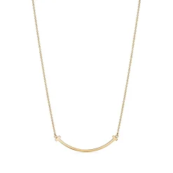 Tiffany & Co. Tiffany T Smile Pendant in Yellow Gold with Diamonds, Small | ^ Necklaces & Pendants|Gifts for Her