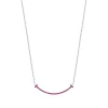 Tiffany & Co. Tiffany T smile pendant in 18k white gold with rubies, small. | ^ Necklaces & Pendants|Colored Gemstone Jewelry