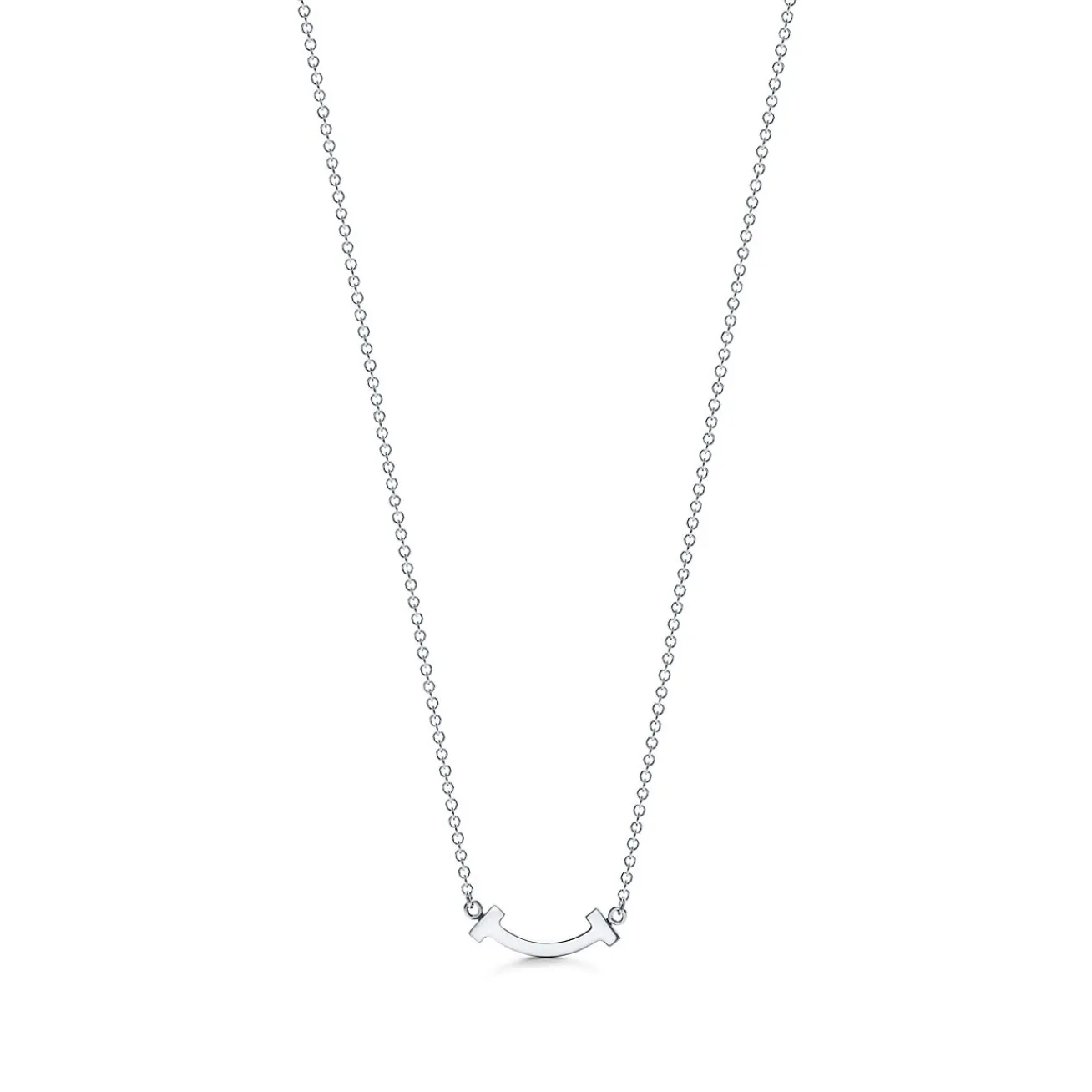 Tiffany & Co. Tiffany T smile pendant in 18k white gold with diamonds, mini. | ^ Necklaces & Pendants|Diamond Jewelry