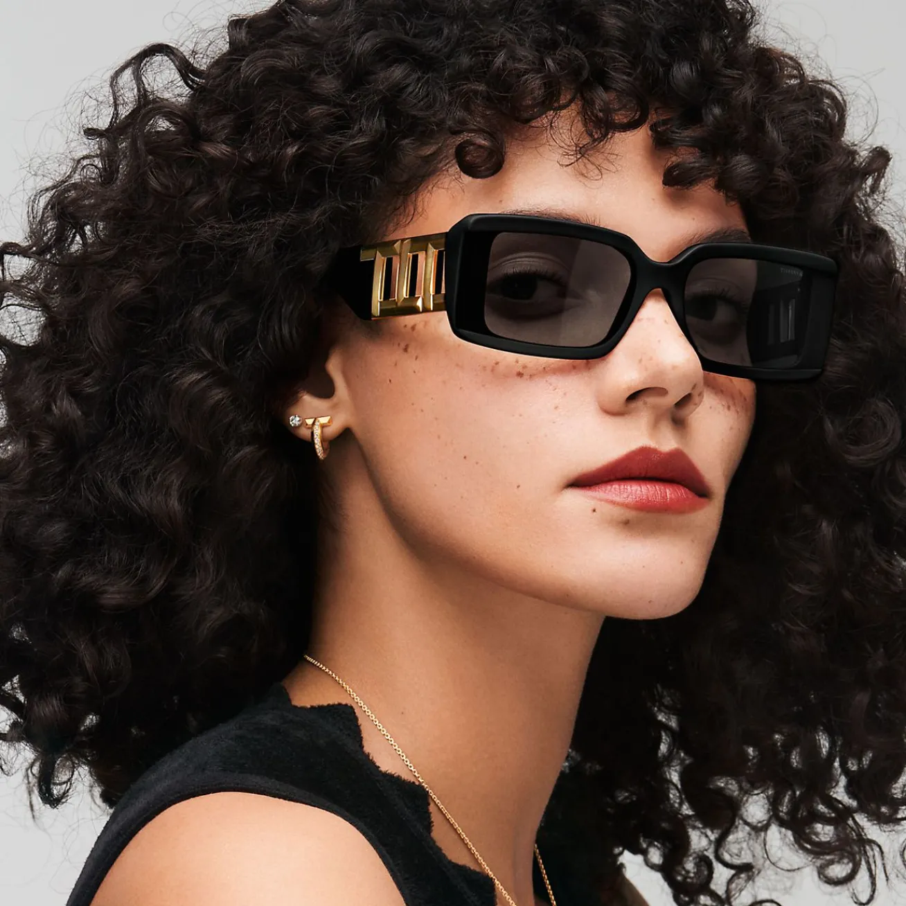 Tiffany & Co. Tiffany T Sunglasses in Black Acetate with Dark Gray Lenses | ^Women Tiffany T|Sunglasses