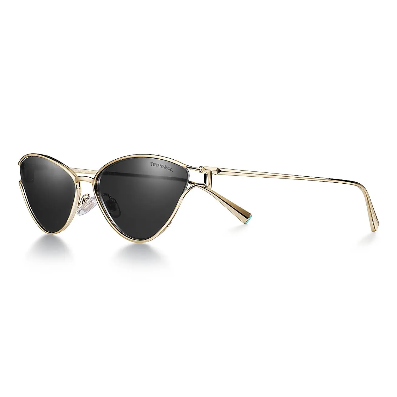 Tiffany & Co. Tiffany T Sunglasses in Pale Gold-colored Metal with Dark Gray Lenses | ^Women Tiffany T|Sunglasses