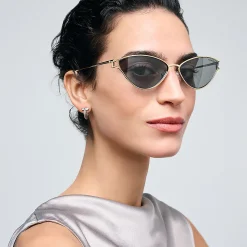 Tiffany & Co. Tiffany T Sunglasses in Pale Gold-colored Metal with Dark Gray Lenses | ^Women Tiffany T|Sunglasses