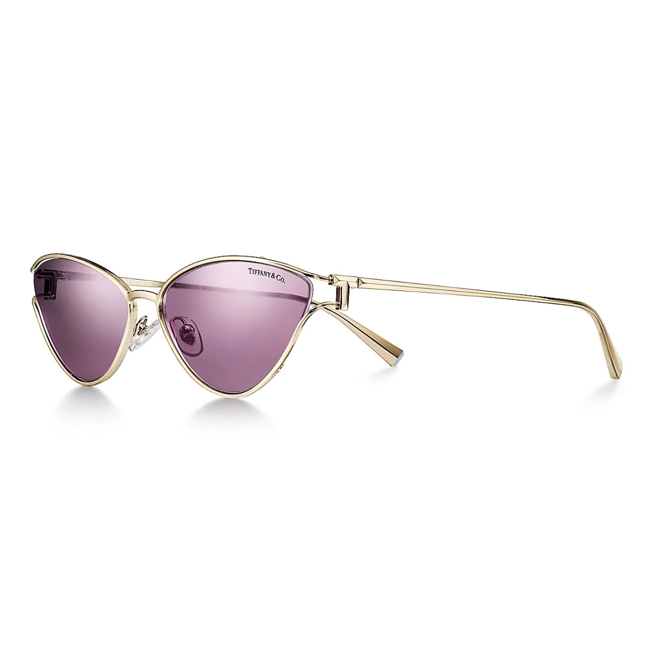 Tiffany & Co. Tiffany T Sunglasses in Pale Gold-colored Metal with Violet Mirrored Lenses | ^Women Tiffany T|Sunglasses