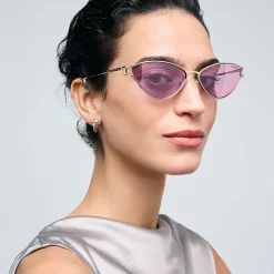 Tiffany & Co. Tiffany T Sunglasses in Pale Gold-colored Metal with Violet Mirrored Lenses | ^Women Tiffany T|Sunglasses