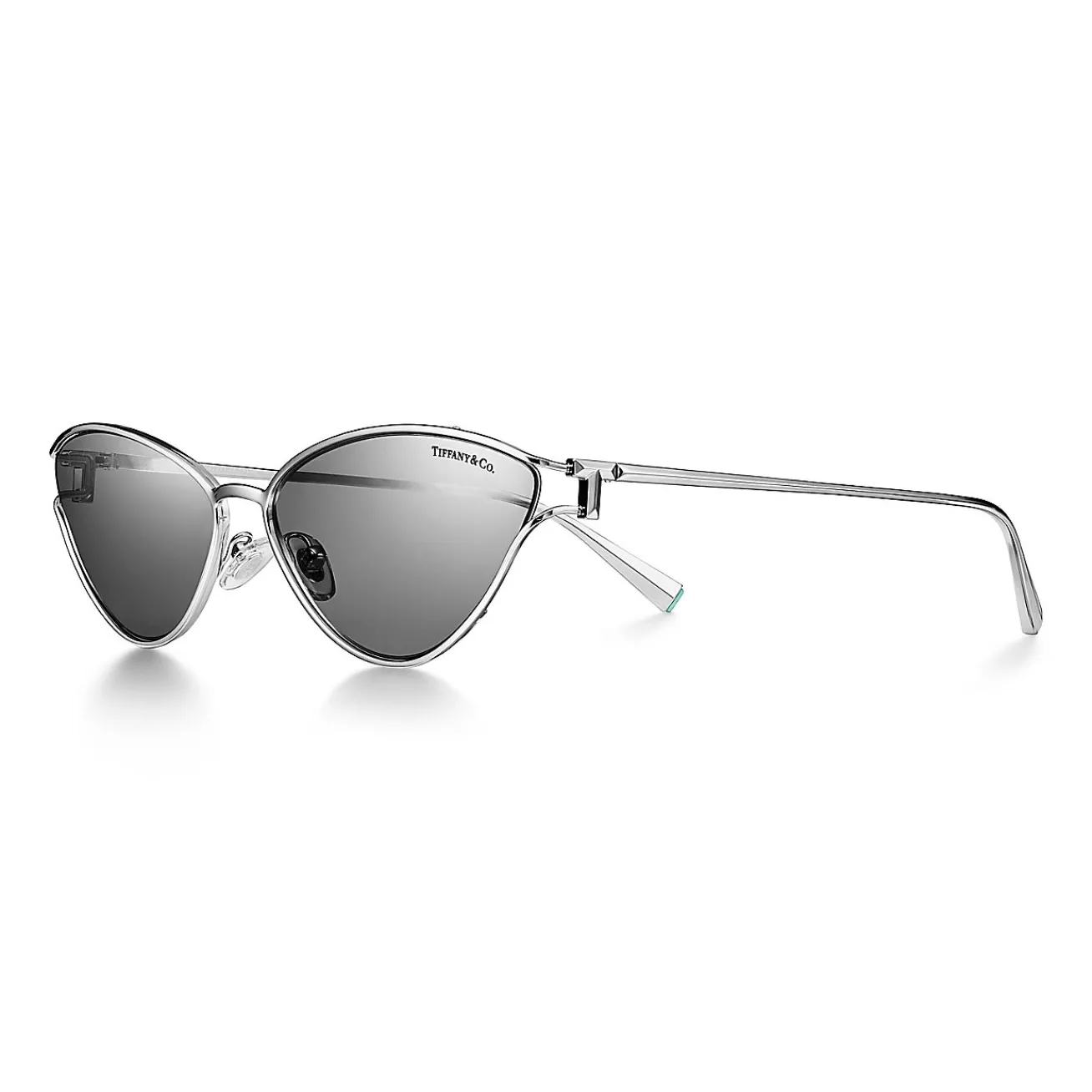 Tiffany & Co. Tiffany T Sunglasses in Silver-colored Metal with Light Gray Mirrored Lenses | ^Women Tiffany T|Sunglasses