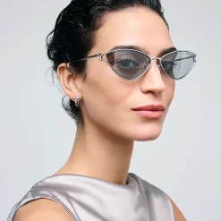 Tiffany & Co. Tiffany T Sunglasses in Silver-colored Metal with Light Gray Mirrored Lenses | ^Women Tiffany T|Sunglasses