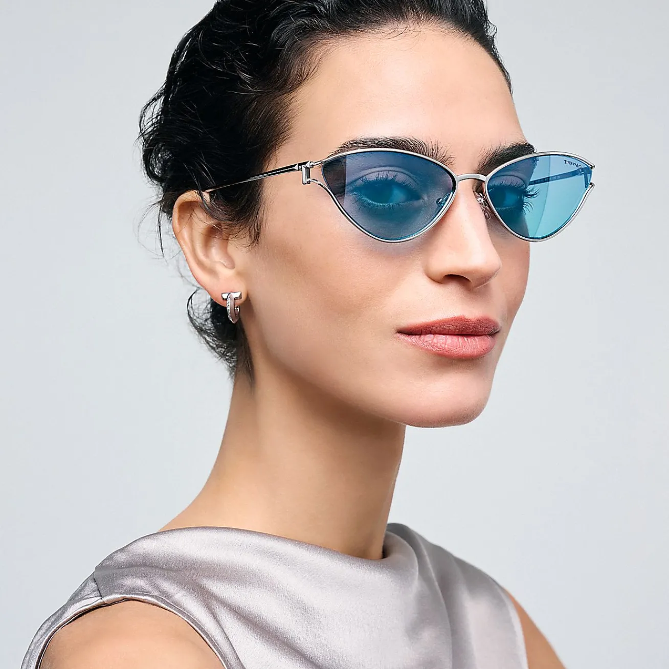 Tiffany & Co. Tiffany T Sunglasses in Silver-colored Metal with Tiffany Blue® Gradient Lenses | ^Women Tiffany T|Gifts $1,500 & Under