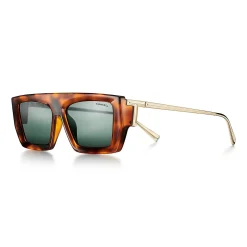 Tiffany & Co. Tiffany T Sunglasses in Tortoise Acetate with Dark Green Lenses | ^Women Tiffany T|Sunglasses