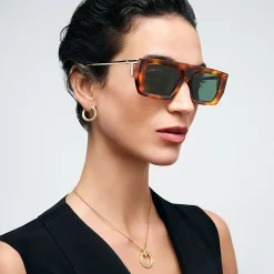 Tiffany & Co. Tiffany T Sunglasses in Tortoise Acetate with Dark Green Lenses | ^Women Tiffany T|Sunglasses