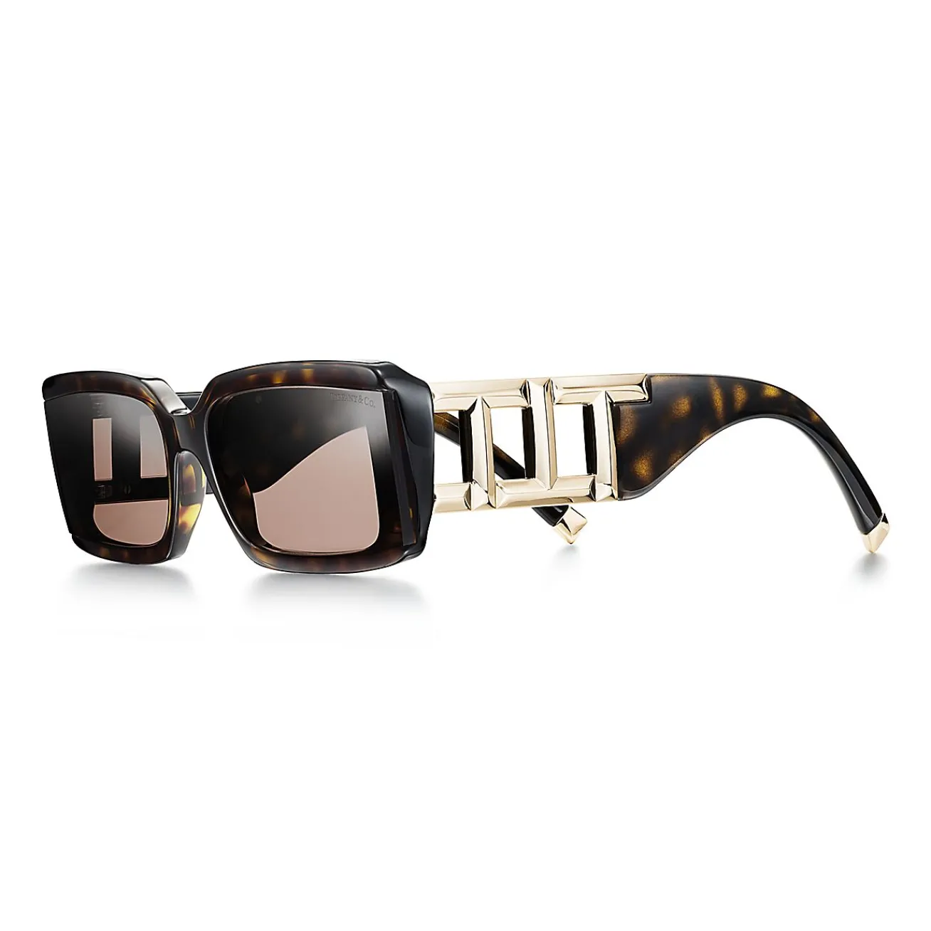 Tiffany & Co. Tiffany T Sunglasses in Tortoise Acetate, Pale Gold-colored Metal & Brown Lenses | ^Women Tiffany T|Sunglasses