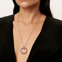 Tiffany & Co. Tiffany T T1 Circle Pendant in 18k Rose Gold with Diamonds, Large | ^ Necklaces & Pendants|Rose Gold Jewelry