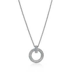 Tiffany & Co. Tiffany T T1 Circle Pendant in White Gold with Pavé Diamonds | ^ Necklaces & Pendants|Gifts for Her