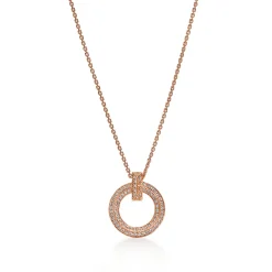 Tiffany & Co. Tiffany T T1 Circle Pendant in Rose Gold with Pavé Diamonds | ^ Necklaces & Pendants|Rose Gold Jewelry