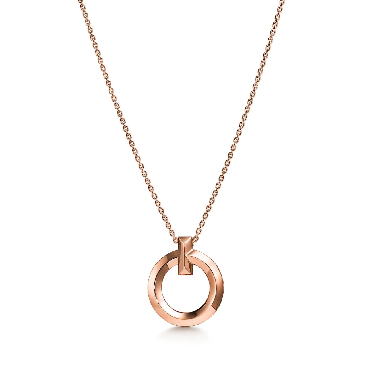Tiffany & Co. Tiffany T T1 Circle Pendant in Rose Gold, Small | ^ Necklaces & Pendants|Rose Gold Jewelry