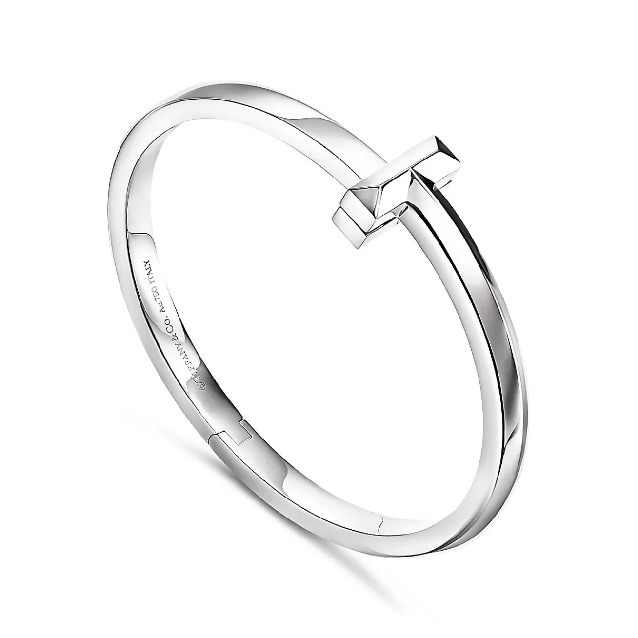 Tiffany & Co. Tiffany T T1 Hinged Bangle in White Gold, Wide | ^ Bracelets|Tiffany T